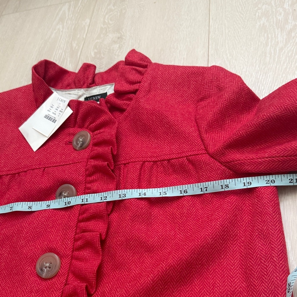 J. Crew Red Ruffle Button Jacket - Picture 5 of 8